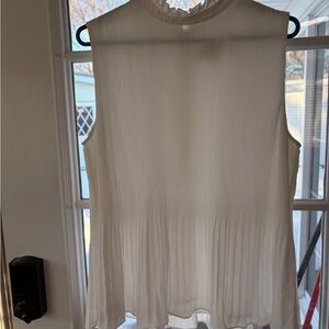 Chico's Cream Sleeveless Pleated Tank Top